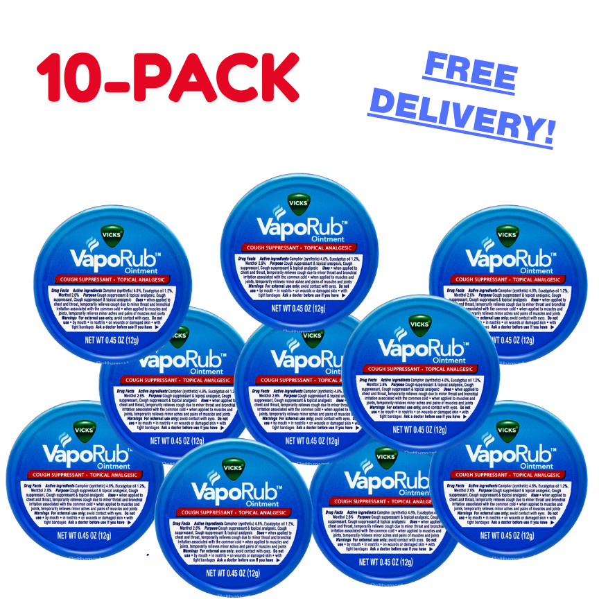 10 Pack of Vicks Vaporub Topical Ointment 12g Tin Travel Size by Vicks