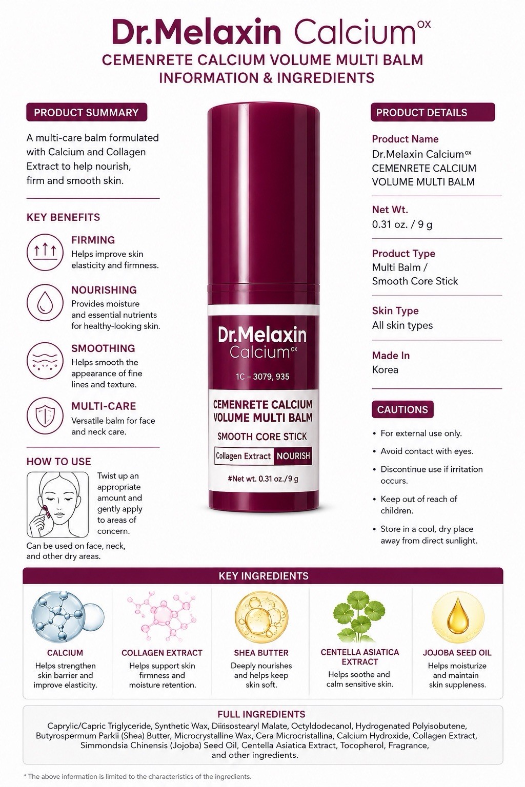Dr Melaxin Facial Balm Stick for Daily Skincare Packaging may vary by version